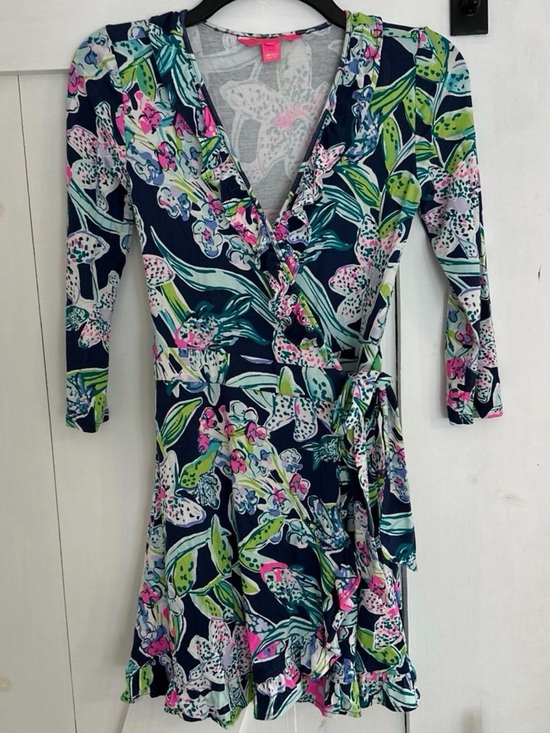 Lilly Pulitzer Dresses & Skirts - Lilly Pulitzer Navy Jessalyn Dress with Pink & Green Floral Print